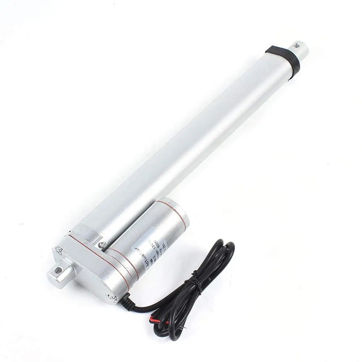 Actuator liniar electric, 250 mm cursa, Tensiune 12 V DC, Telecomanda wireless, Ridicare automata, Pentru industrie si casa, Argintiu