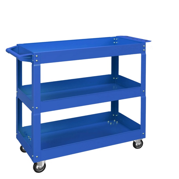 Carucior pentru scule, Otel, 3 Rafturi, Albastru