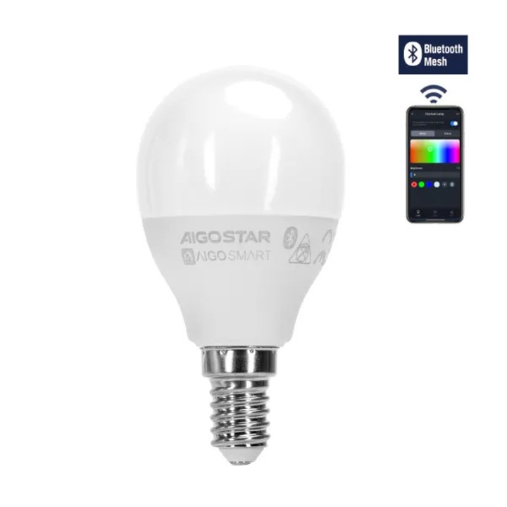 Умни крушки Aigostar G45 E14 4.9W RGB+CCT, 420lm, D45xH89mm, 220-240V