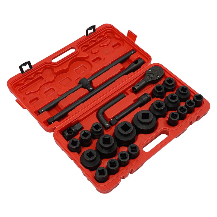 Set chei tubulare impact, set scule de mana, tubulare 6 puncte, pentru reparatii auto si service, fonta