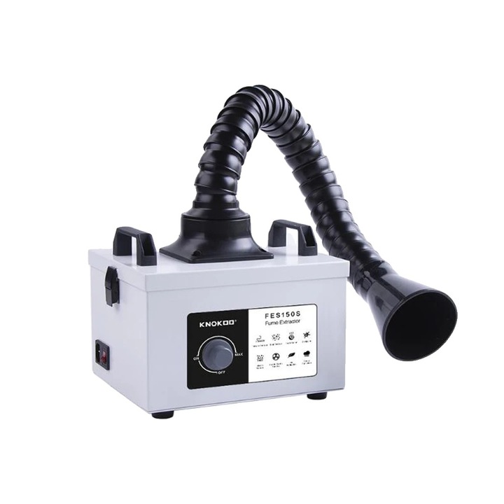 Екстрактор за изпарения от запояване, Лазер, 3 степени на филтрация, Регулируема тръба за изпарения, Ефективност на филтриране 99,97%