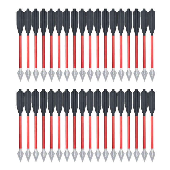 Sageti pentru arbaleta, Aluminiu, Lungime de 6.3 inch, 36 bucati, Rosu