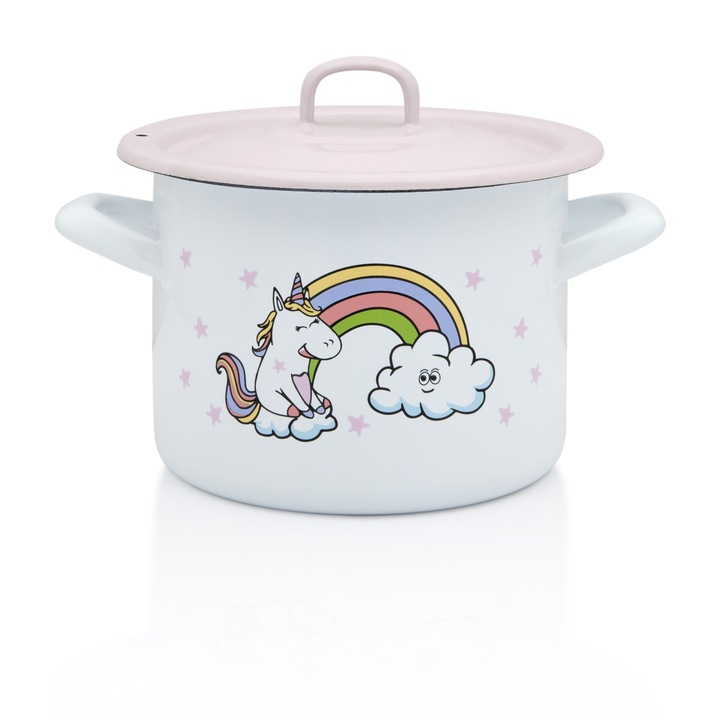 Oala 1.5l cu capac Unicorn Metalac email/14cm/1.5l