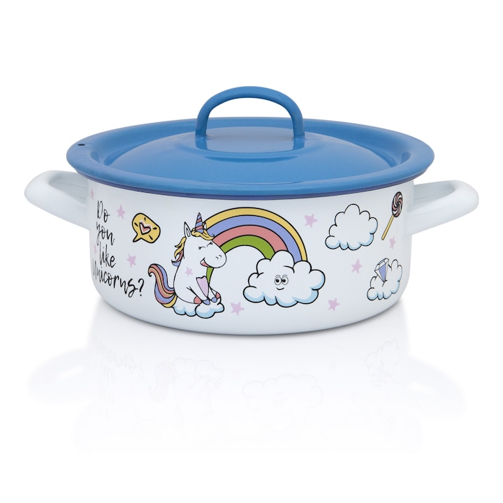 Cratita 0.75l cu capac Dino Metalac email/12cm/0.75l