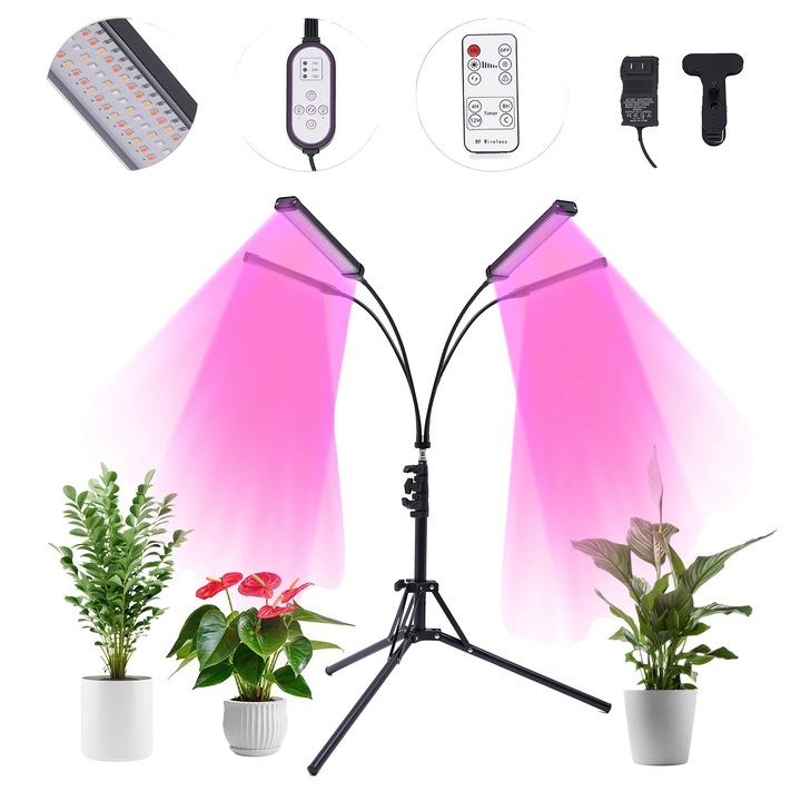 Lampa de crestere LED, 30W, 10 niveluri de intensitate, inaltime ajustabila, 42x18x9cm