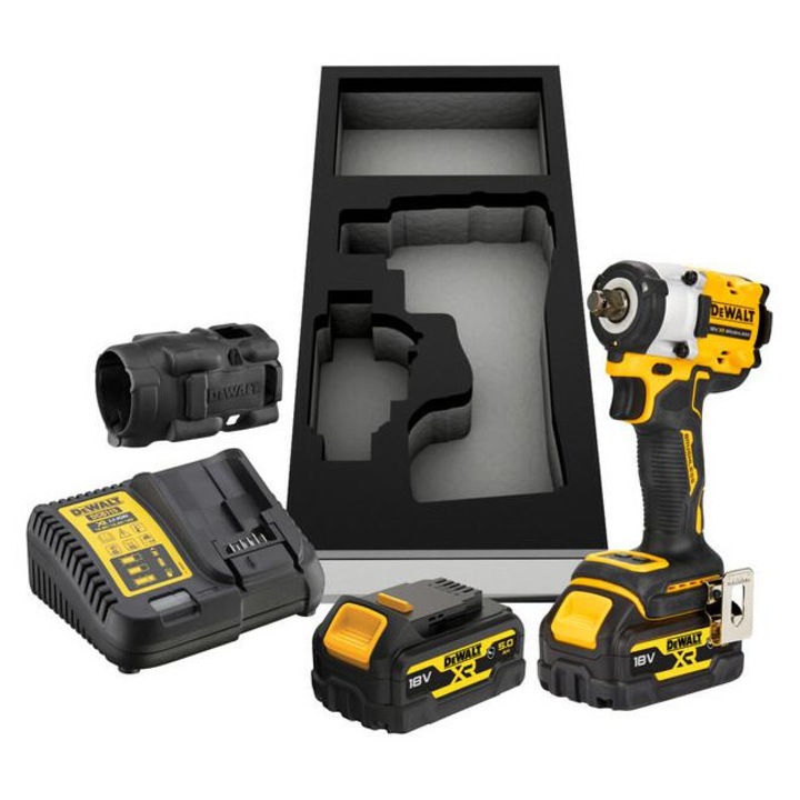 Cheie cu impact DeWALT DCF921P2G, 18V, 406Nm, 1/2", 2 acumulatori 5,0Ah, 135x67x192mm