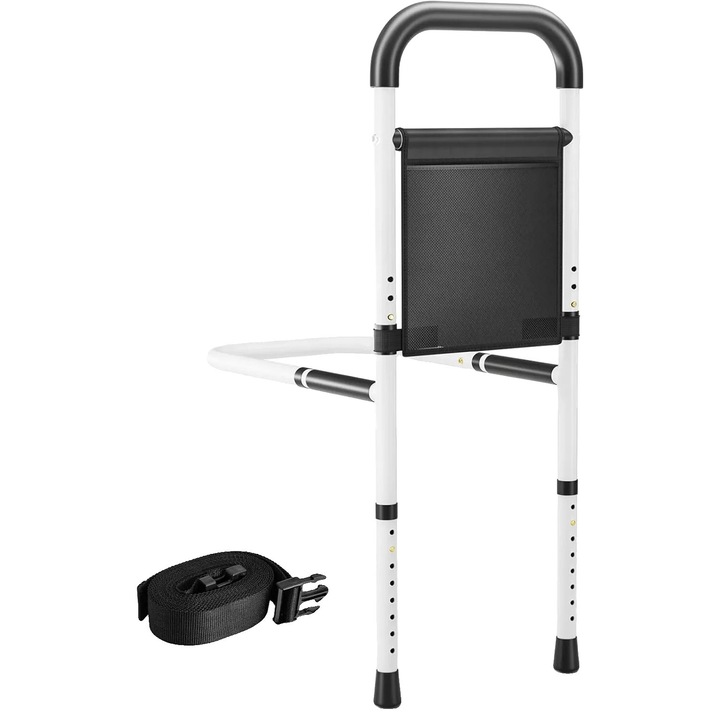 Sprijin pentru ridicare din pat, Otel, Ajustabil pe inaltime, Negru