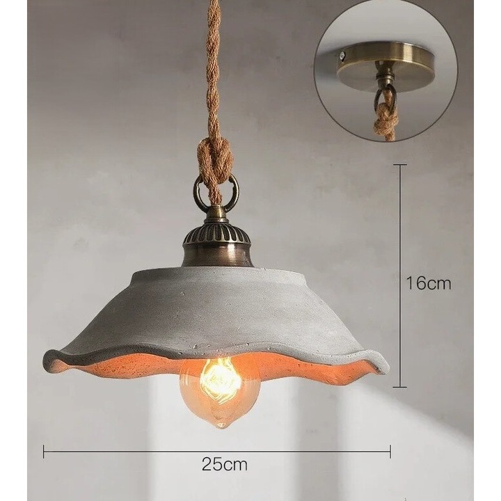 Pendul suspendat, design modern nordic, gri, 25x16cm, 4W, E27