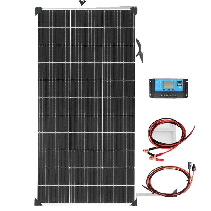 Kit panou solar 120W, controler de incarcare inclus, dimensiuni 1045x550x25mm, compatibilitate baterii plumb-acid