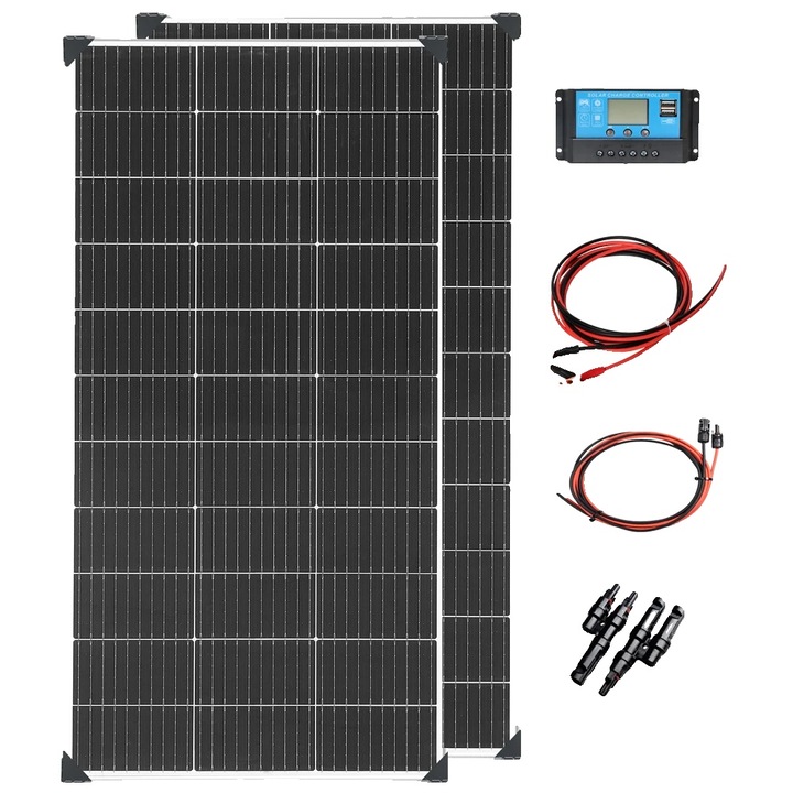 Kit solar 240W, panou solar, controler de incarcare inclus, dimensiuni 1045x550x25mm, compatibilitate baterii plumb-acid