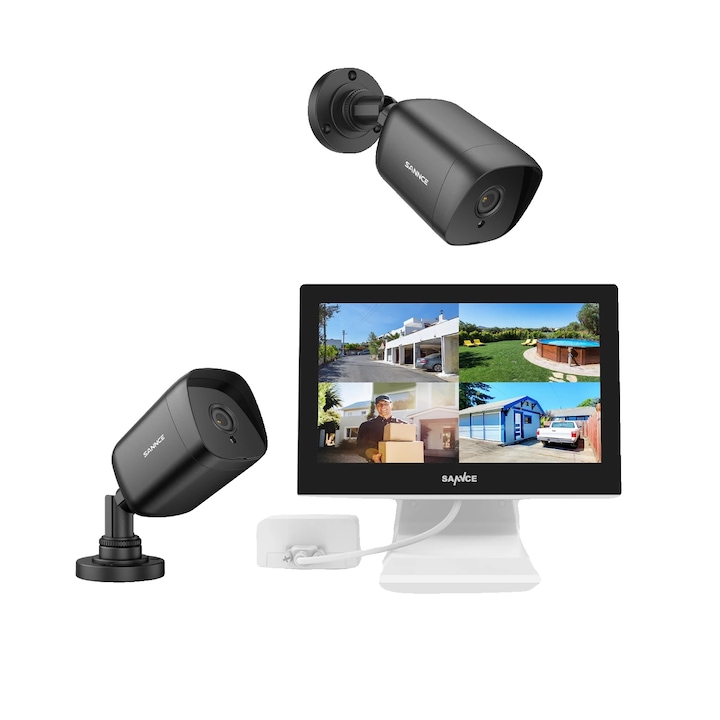 Set Supraveghere Video, Rezolutie 4K, Viziune Nocturna Color, Alerta Umanoid AI, 1TB, 4 Canale NVR, 2 Camere, IP67