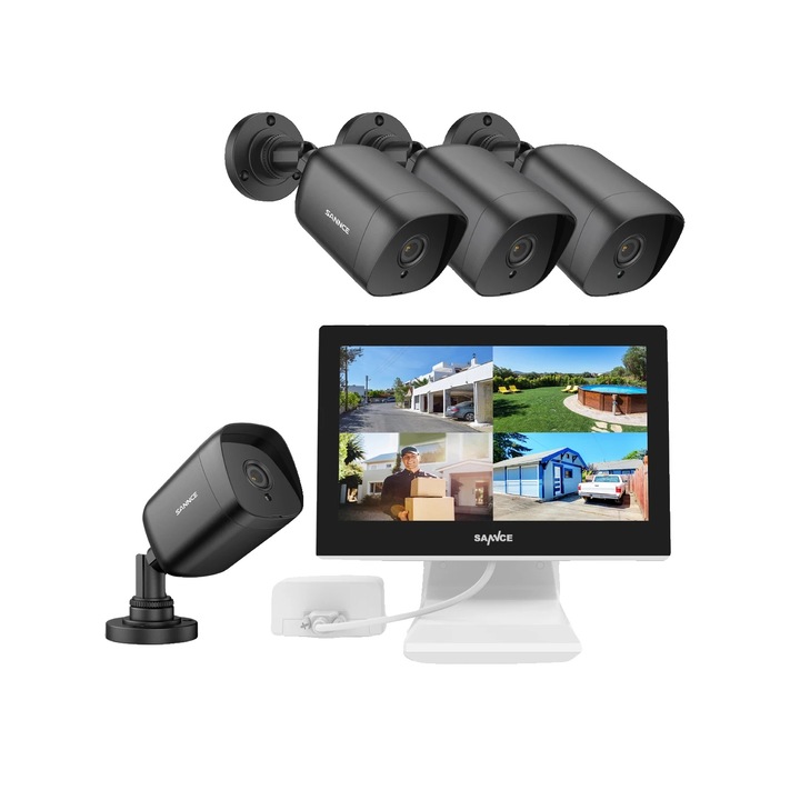 Kit Supraveghere, 4 Camere, Rezolutie 4MP, Detectie Umane, Nocturna 100ft, Microfon Integrat