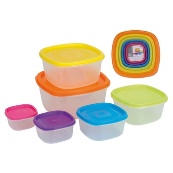 Set 6 cutii alimentare cu capac, plastic Set 6 cutii alimentare cu capac, plastic