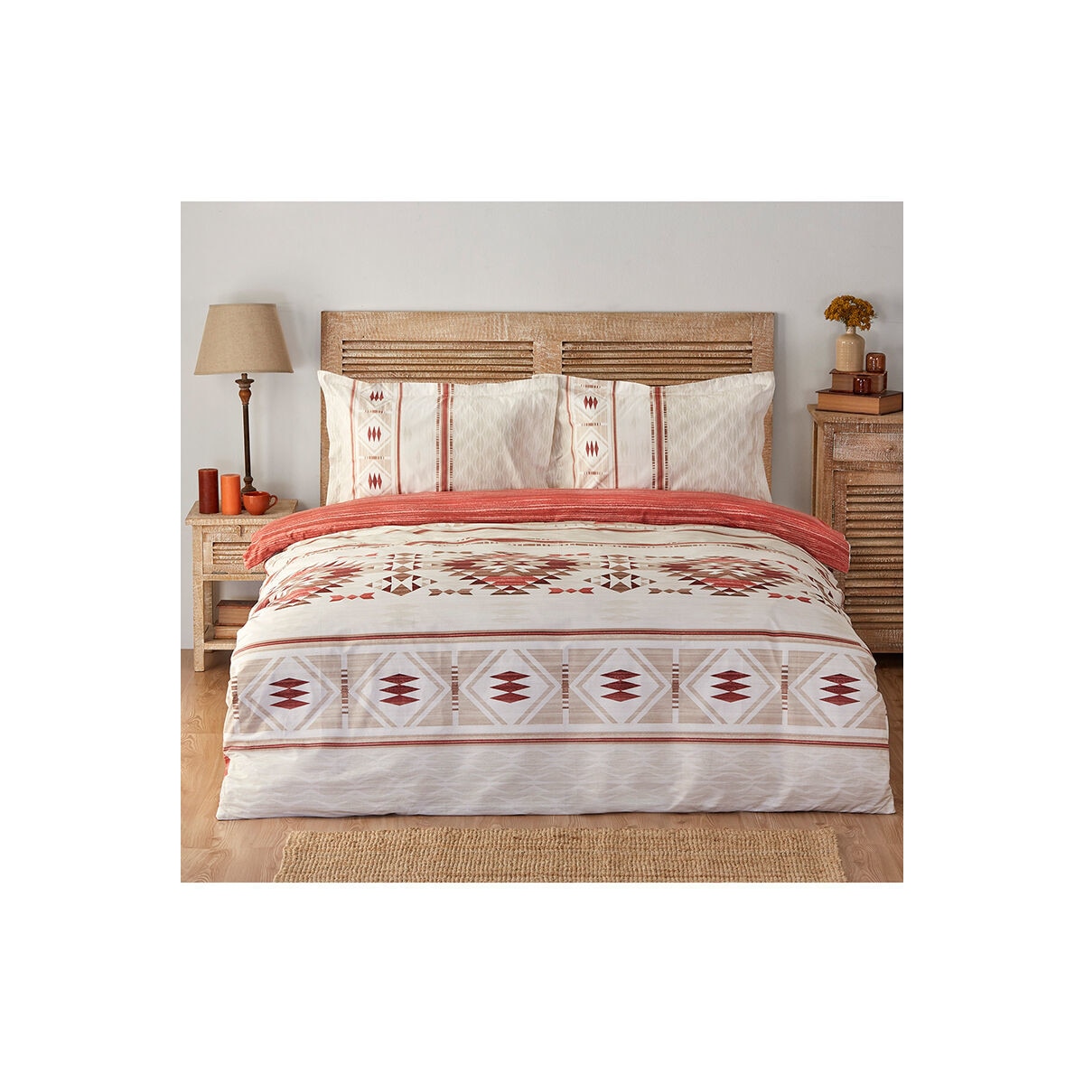 Lenjerie de pat bumbac 100%, RAUL, pentru pat 2 persoane, 4 piese, 200x220 / 50x70, bumbac ranforce