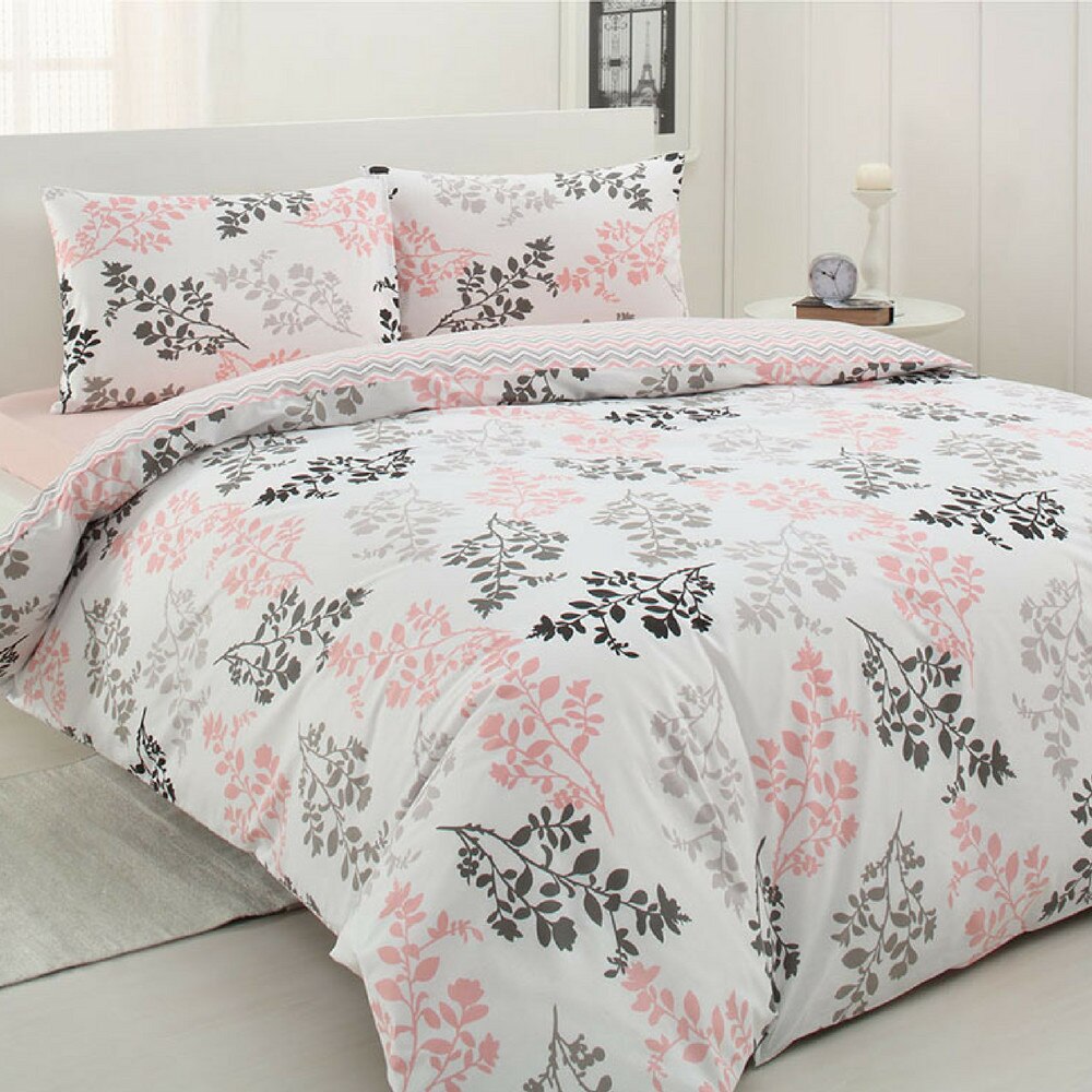 Lenjerie de pat bumbac 100%, ALISSE, pentru pat 2 persoane, 4 piese, 200x220 / 50x70, bumbac ranforce