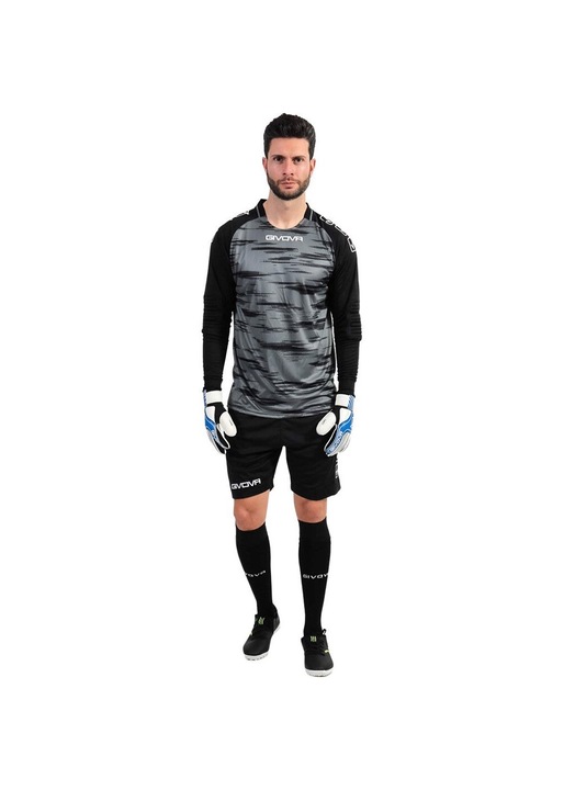 Echipament barbati Givova, fotbal, scurt, poliester, Negru/Gri