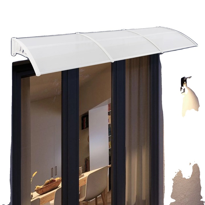 Copertina de perete, design modern, rezistent la intemperii, transparent si negru, 90x300cm