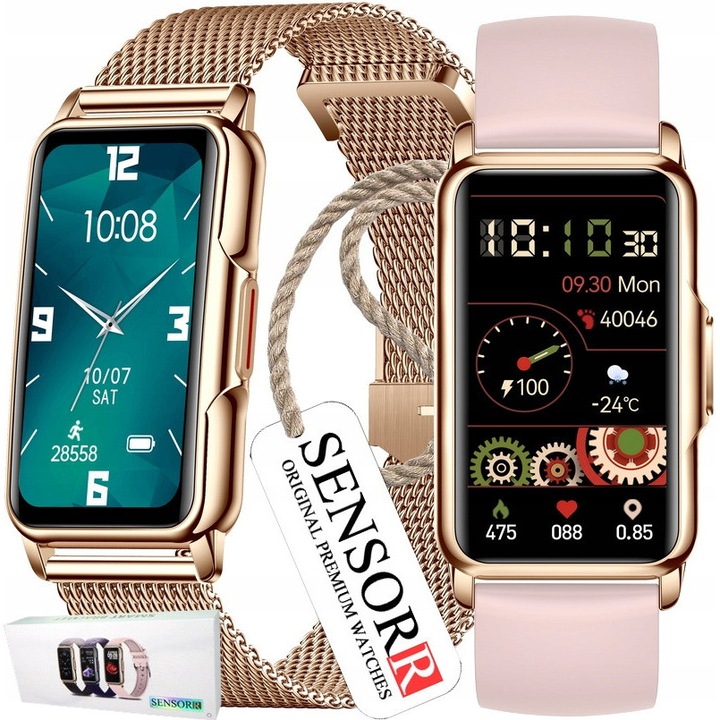 Smartwatch SENSORR, Ecran tactil 1,47", Rezistent la apa IP68, auriu, meniu limba poloneza