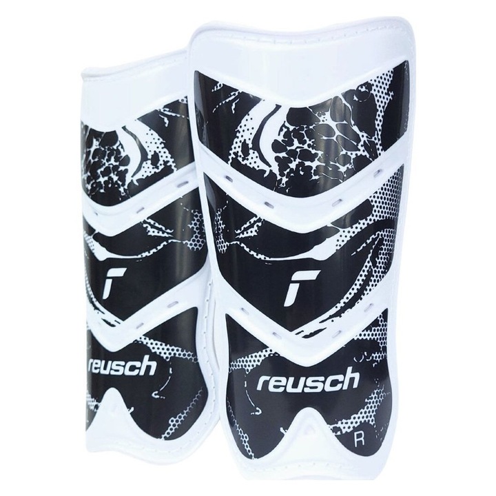 Aparatori tibiale Reusch Attrakt Lite, set 2 buc, alb, negru, unisex