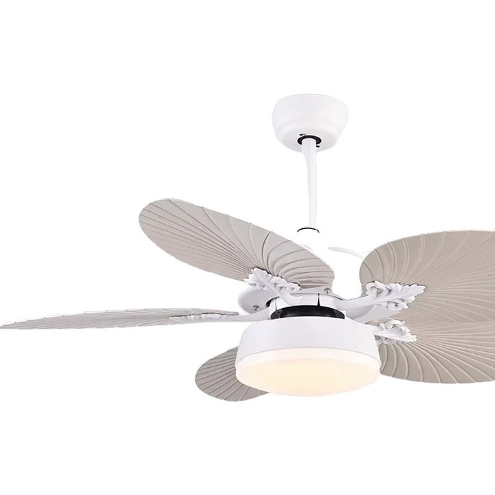 Ventilator de tavan vintage cu lumina, telecomanda, stil traditional, design C 1