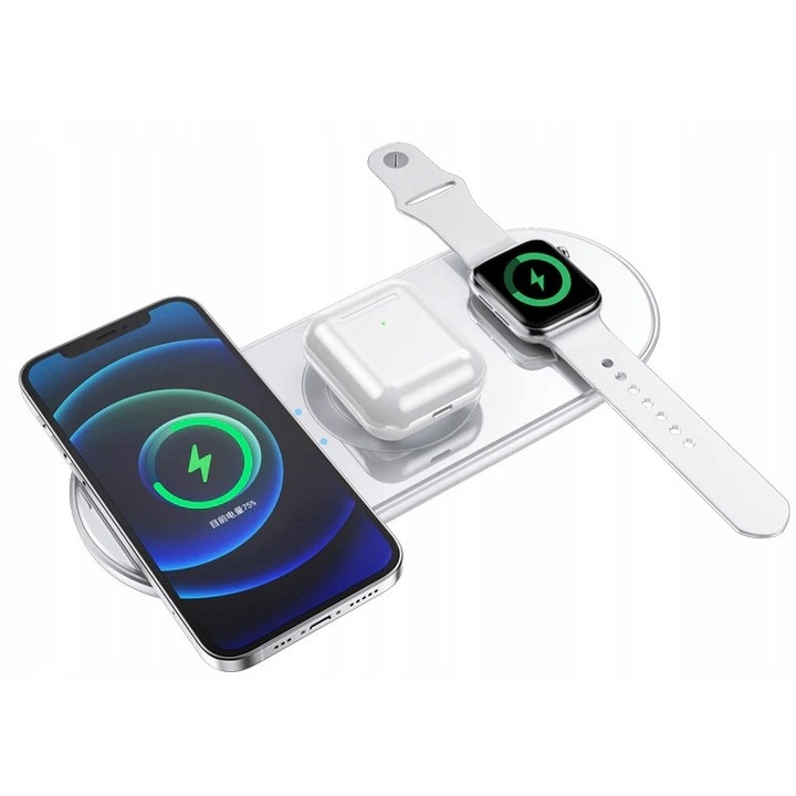 Statie de incarcare wireless, 3 dispozitive, Quick Charge, 19,5W