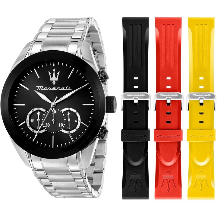 Ceas barbati Maserati Traguardo cronograf negru argintiu 10ATM 44mm