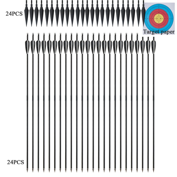 Sageti din carbon mixt, 24 bucati, 31.5 inch, negru
