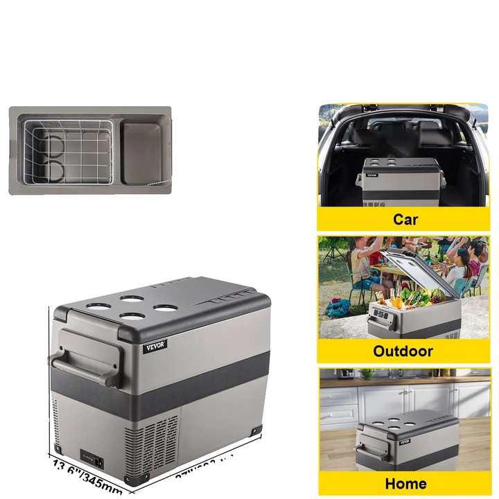 Frigider auto portabil, capacitate 45L, racire duala, dimensiuni 69.3x34.5x53.1cm