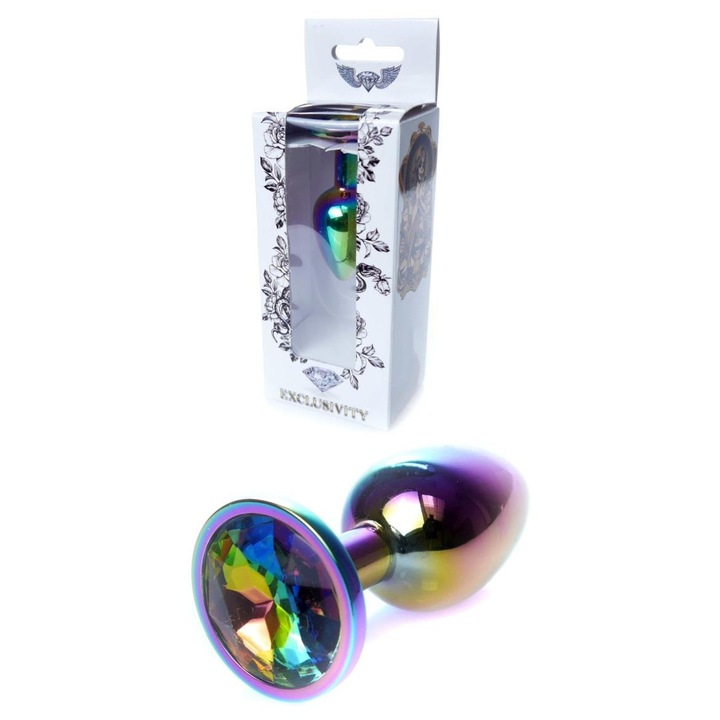 Dop anal cu cristale, B - Series, 7cm, inox, design ergonomic