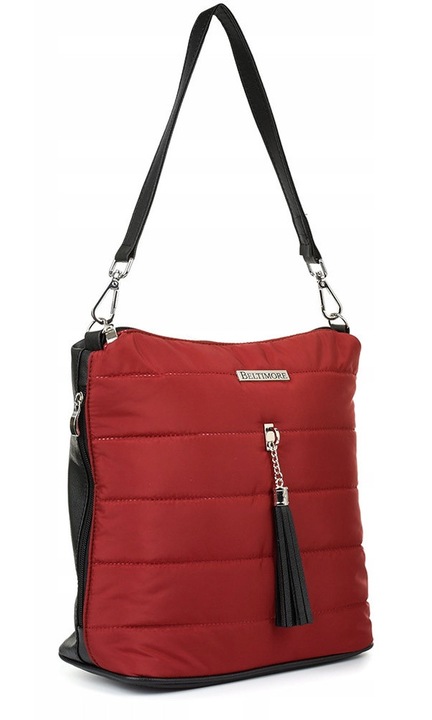 Női táska, Beltimore, H13, ökológiai anyagból, 34x30x14cm, piros/fekete