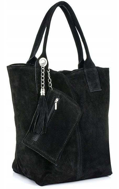 Geanta dama shopper din piele naturala, Negru