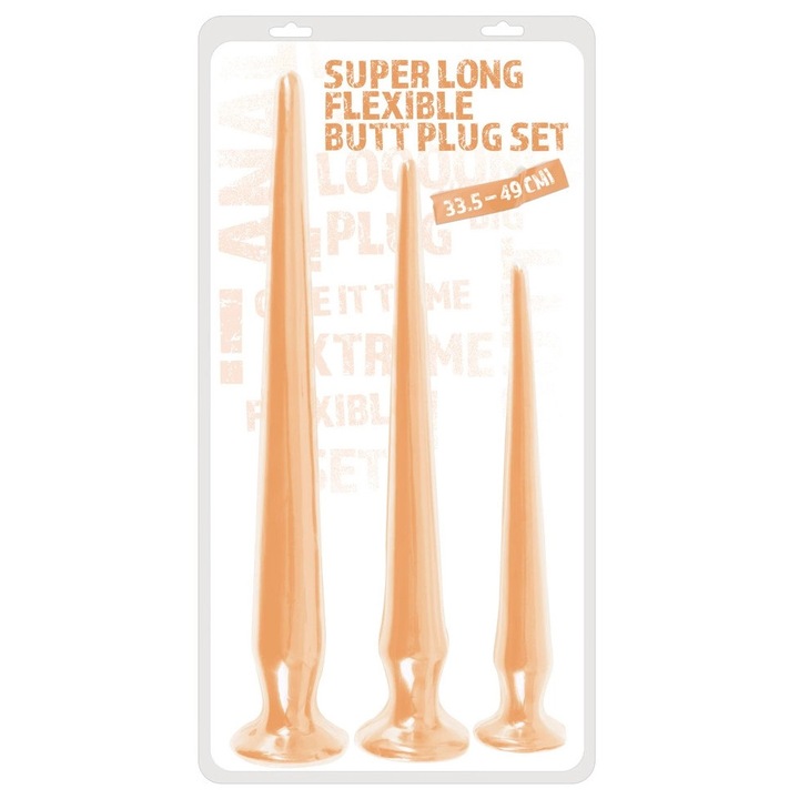 3 darabos rugalmas anális dugó készlet, You2Toys, hosszak: 33,5 cm, 42 cm, 49 cm, PVC