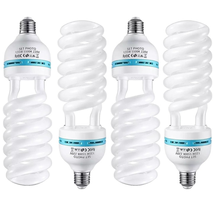 Комплект от 4 спирални крушки 135W 5500K IP65 устойчиви студено бяла светлина 220V