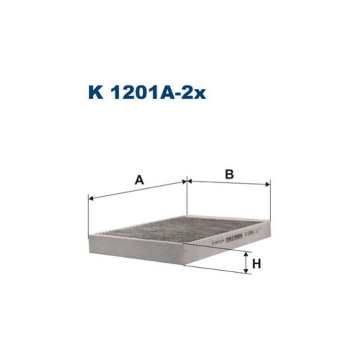 Filtron K 1201A-2x utasoldali szellőzőszűrő, aktív szén, 261x184x30mm