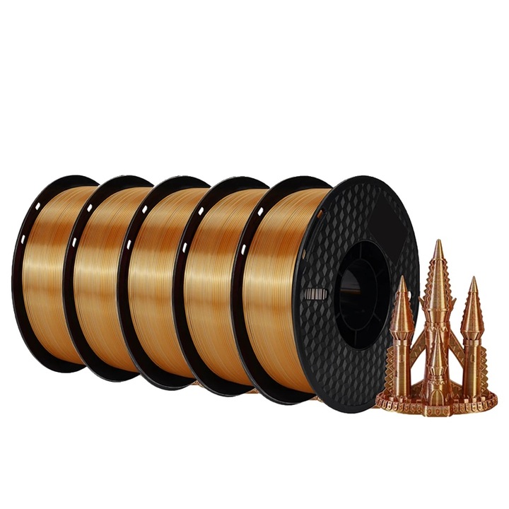 Filament 3D Silk PLA, 5kg, Aur, Argintiu, Cupru, 1.75mm