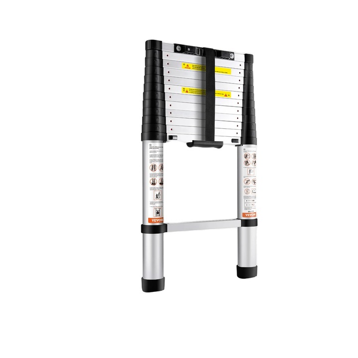 Teleszkópos létra, 3,7 m, maximális teherbírás 170 kg, egygombos behúzás, 49x9,5x82 cm