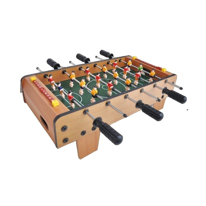 Masa de Fotbal cu Teren, GIMASE, cu Picioare Scurte, 6 Manere, Tablou de Scor, 50 x 25 x 18 cm, din Lemn/Otel/ABS, Maro