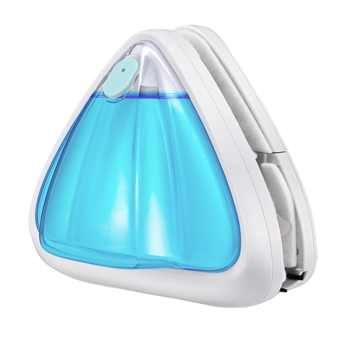 Магнитна чистачка за прозорци, почистване от двете страни, визуален резервоар за вода, син, 16.6x11x14.8 см, включен комплект аксесоари