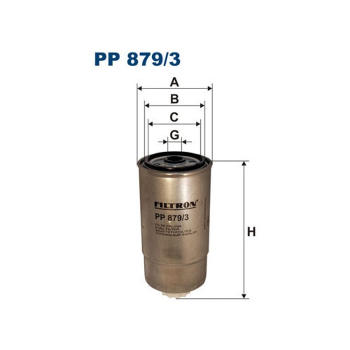 Filtron PP 879/3 üzemanyagszűrő, 70x62mm, M16x1.5, 192mm
