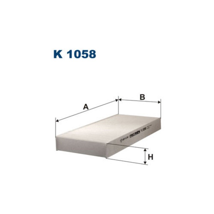Utasoldali szellőzőszűrő Filtron K 1058, 265x118x30mm
