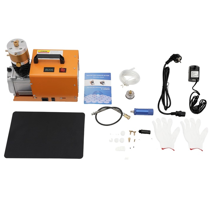 Електрическа помпа за високо налягане, Мощност 1.8 kW, Налягане на напомпване 300 бара, 220 V, Оранжева