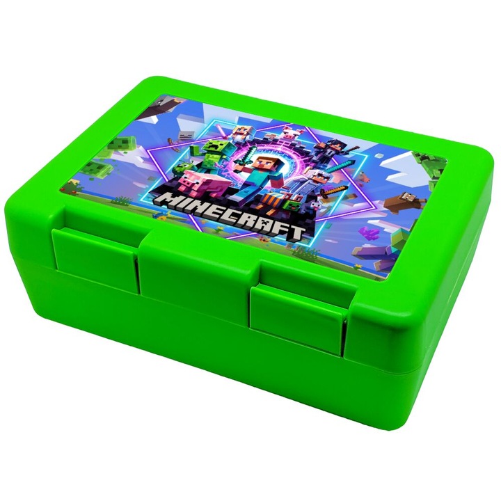 Caserola pentru gustari copii, verde, 185x128x65mm, plastic fara BPA