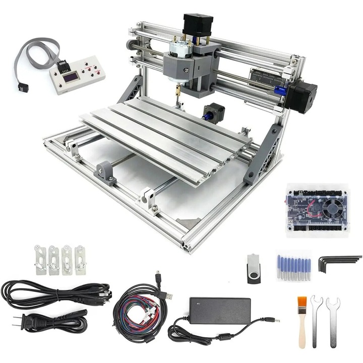 CNC мини рутер, 20W, GRBL управление, USB, комплект аксесоари