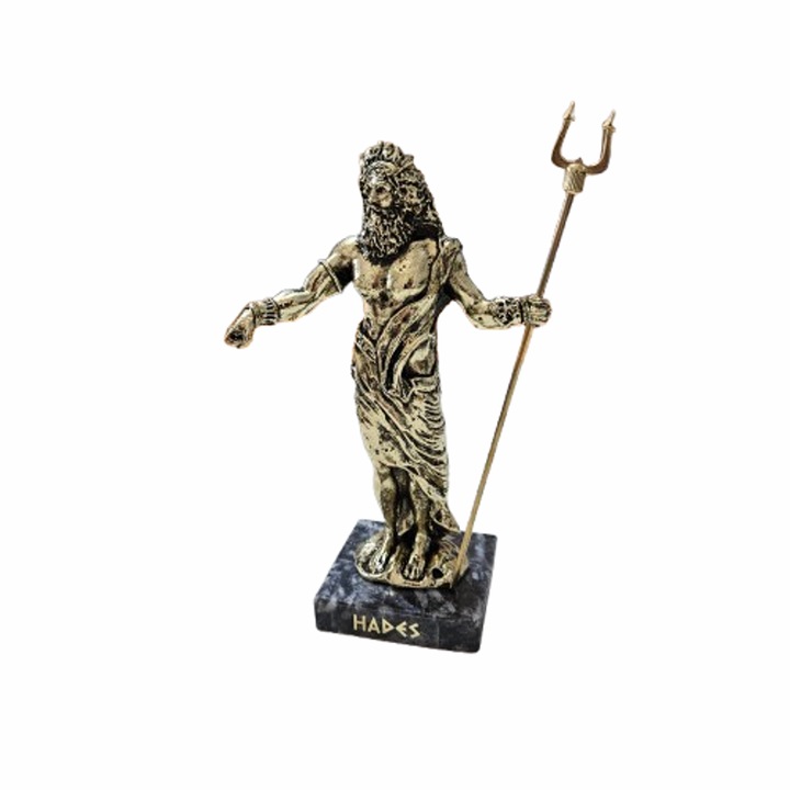 Statueta Hades, Metal, Baza Marmura, Auriu, 14 cm