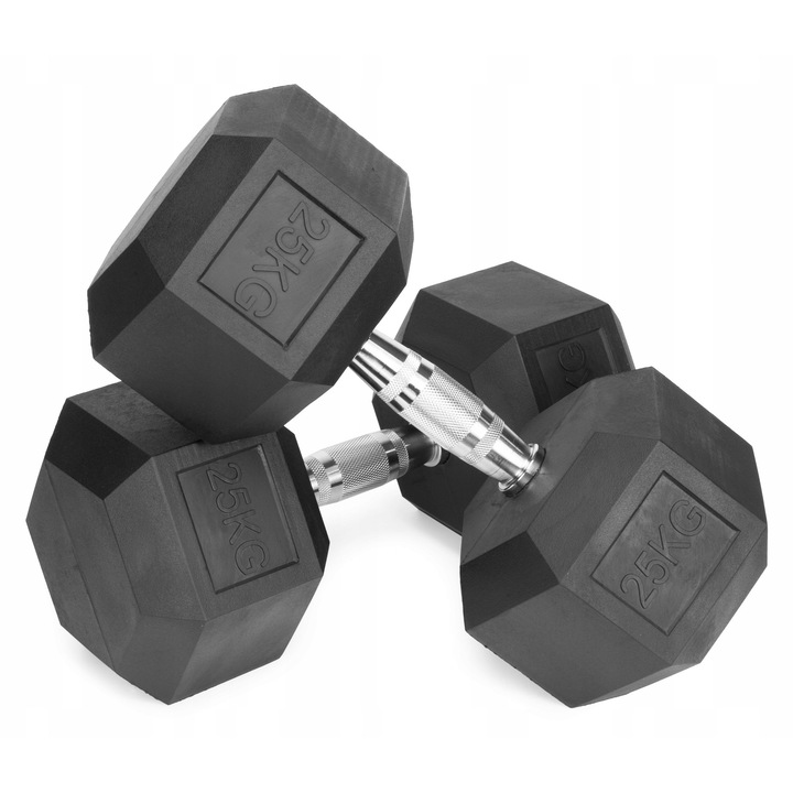 Set haltere HEX 25kg, SPORT BLAST, 18,5cm diametru, 38cm lungime