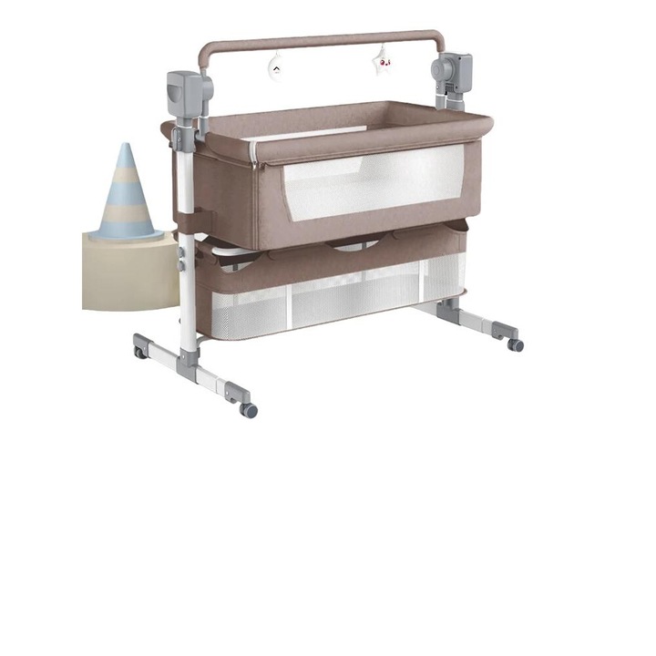 Leagan electric pentru bebelusi, inaltime reglabila, muzica Bluetooth, BJJ-601-KHAKI