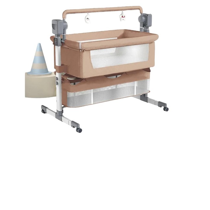 Leagan electric pentru bebelusi, inaltime reglabila, muzica Bluetooth, BJJ-601-BROWN