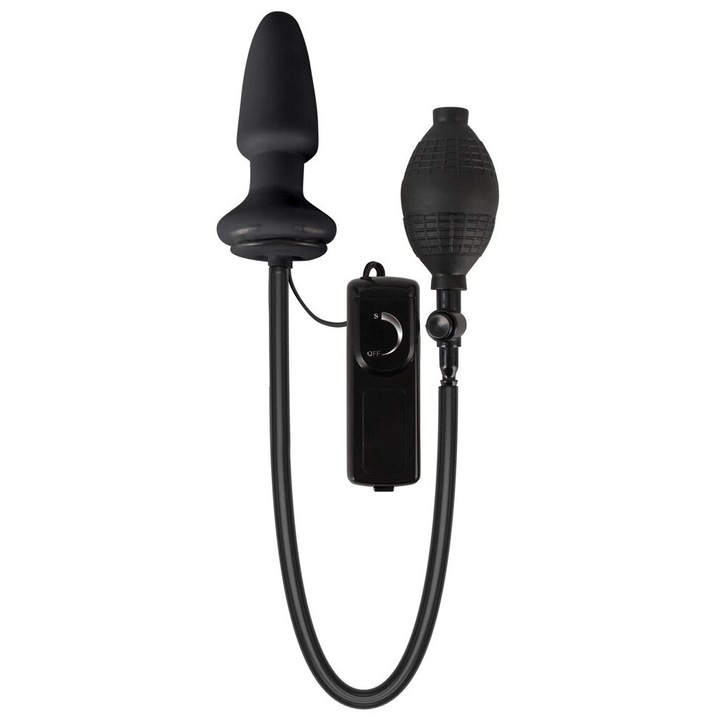 Jucărie anală cu pompă, You2Toys, 12cm, latex negru, umflabilă, vibratorie