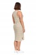 Rochie dama Moraj, dungi simple, midi, elastic, bumbac, bej