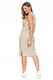 Rochie dama Moraj, dungi simple, midi, elastic, bumbac, bej